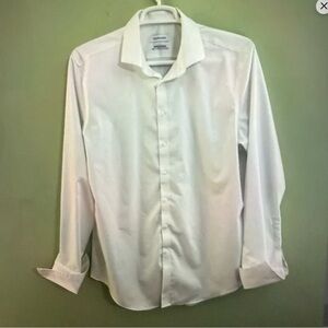 Calvin Klein Men's White Dress Shirt French cuffs formal neck 17.5 big and tall